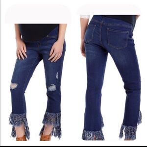 Mom & Co. Fringed Distressed Maternity Jeans